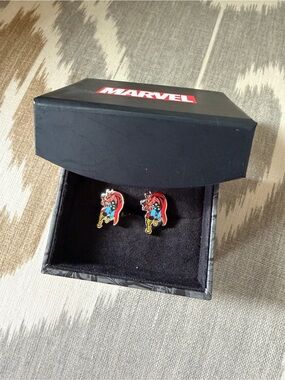 🔨 Marvel THOR Silver Cufflinks Inc. Like New in Box Comic Theme Character Image